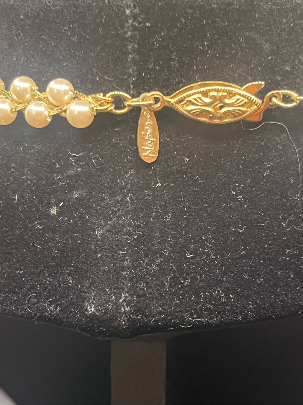 Vintage Napier Faux Pearl Woven Statement Necklace. - Picture 4 of 9